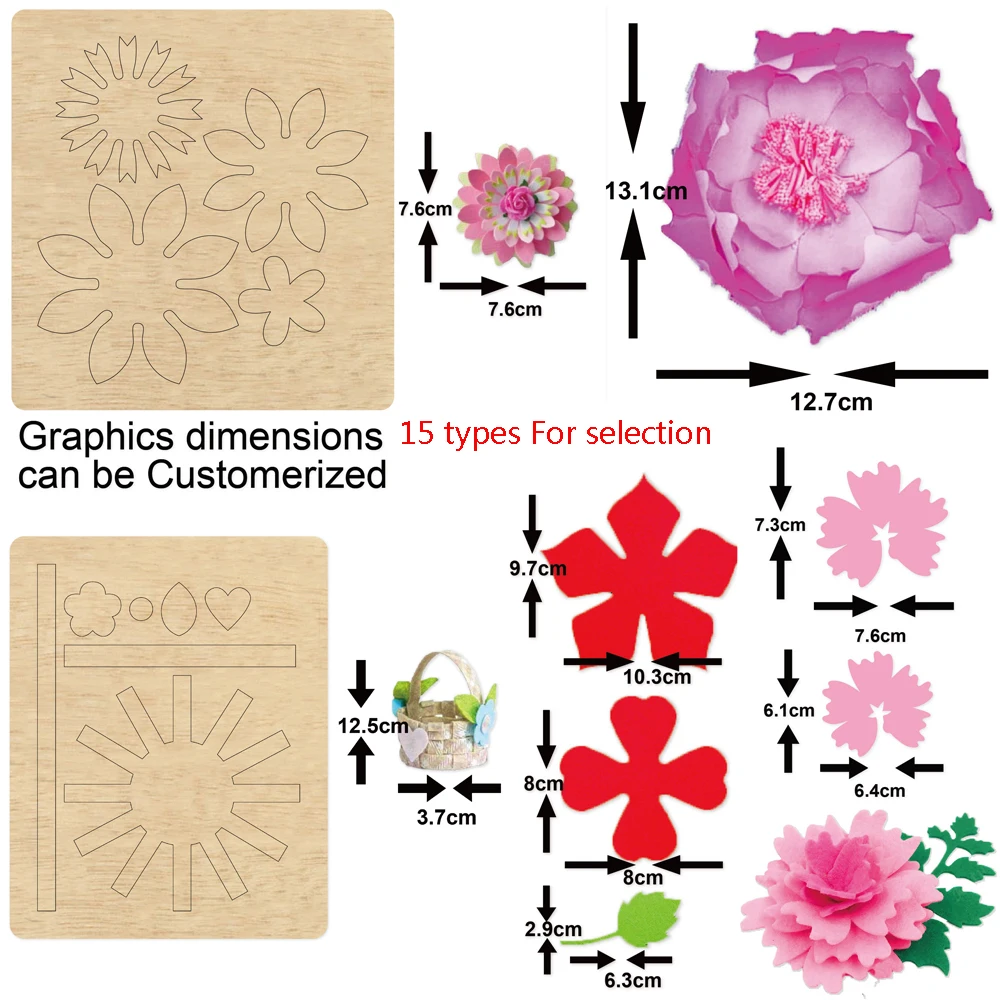 

flower wooden die cutting dies Suitable for common die-cutting machines in the market leaves flower basket 15 type For selection