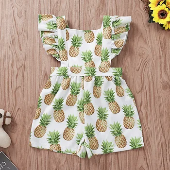 

Baby Rompers Newborn Pineapple Outfits Flutter Sleeve Backless Baby Playsuit One Piece Romper Baby Girl Summer Clothes Dropship