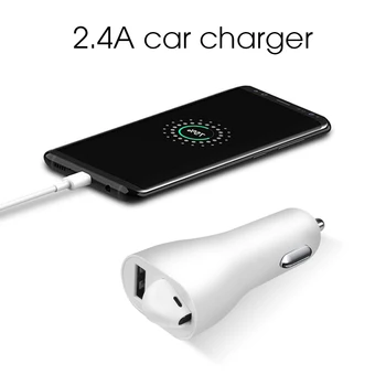 

kebidu 2 in 1 USB Car Charger Adapter 2.4A with Wireless Bluetooth 5.0 Earphone Handsfree Sport Headset In-Ear Earbuds with Mic