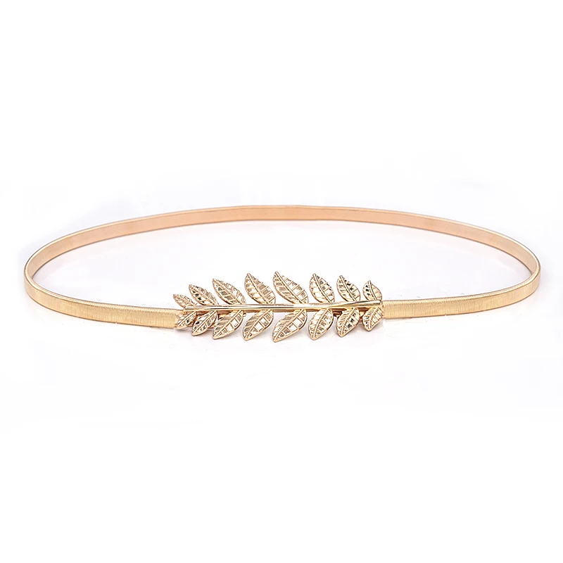 Gold 75-95cm Цветочный Пояс с металлической пряжкой для женщин, женские эластичные поясные цепные ремни, женские тонкие золотые ремни ceinture femme pasek damski - Цвет: Gold 75-95cm
