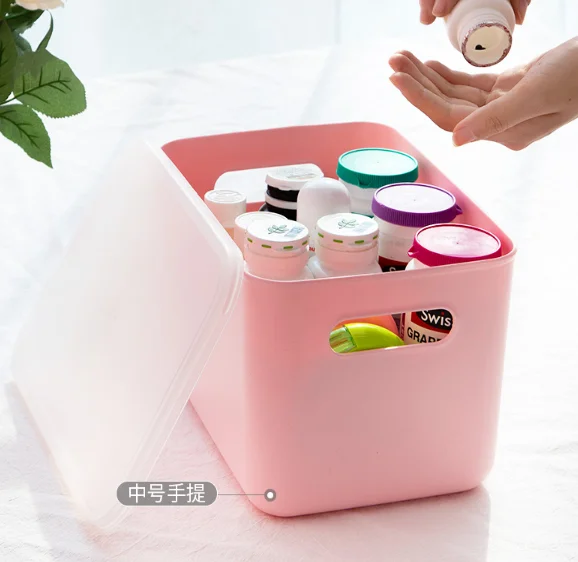 Girl heart lovely dormitory student clothes beauty makeup sundries with cover plastic storage box J05