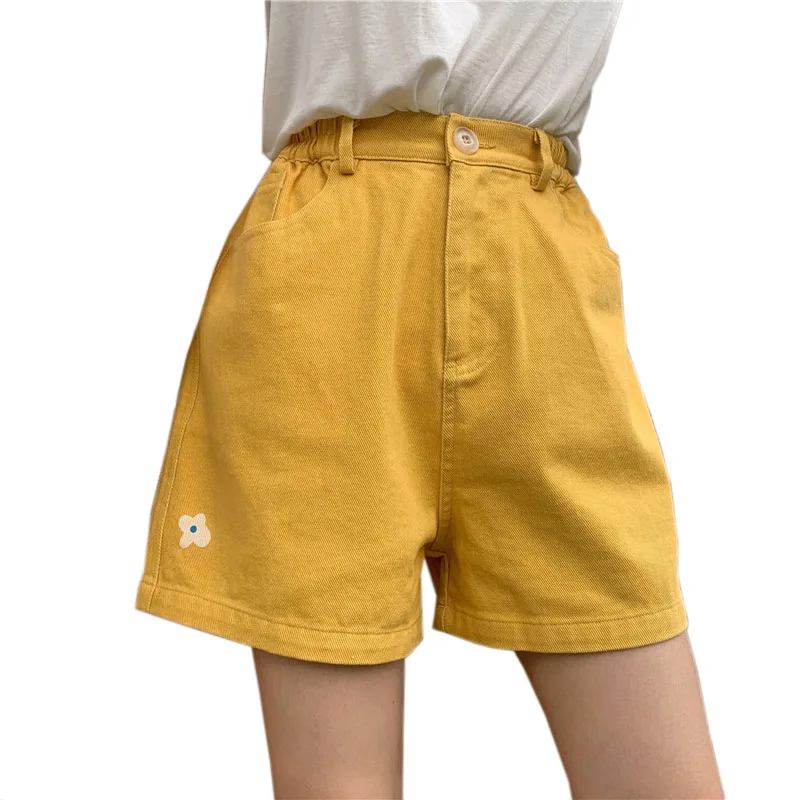 4 Color New Summer Harajuku Kawaii Women Shorts High Waist Flower Female Loose Wide Leg Cute Straight Mujer | Женская одежда