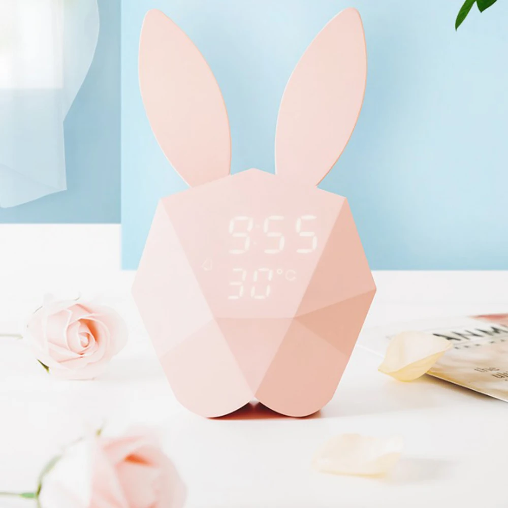 Многофункциональный светодиодный цифровой Mi Rabbit будильник акустическое управление зондирующие лампы зарядка через usb маленький ночной Светильник 5