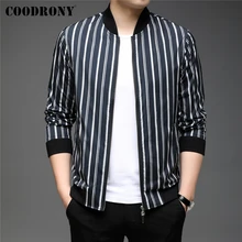 

COODRONY Brand Striped Jackets Coat Men Clothing Spring Autumn New Arrival Classic Soft V-Neck Zipper Windbreaker Outcoats Z8083