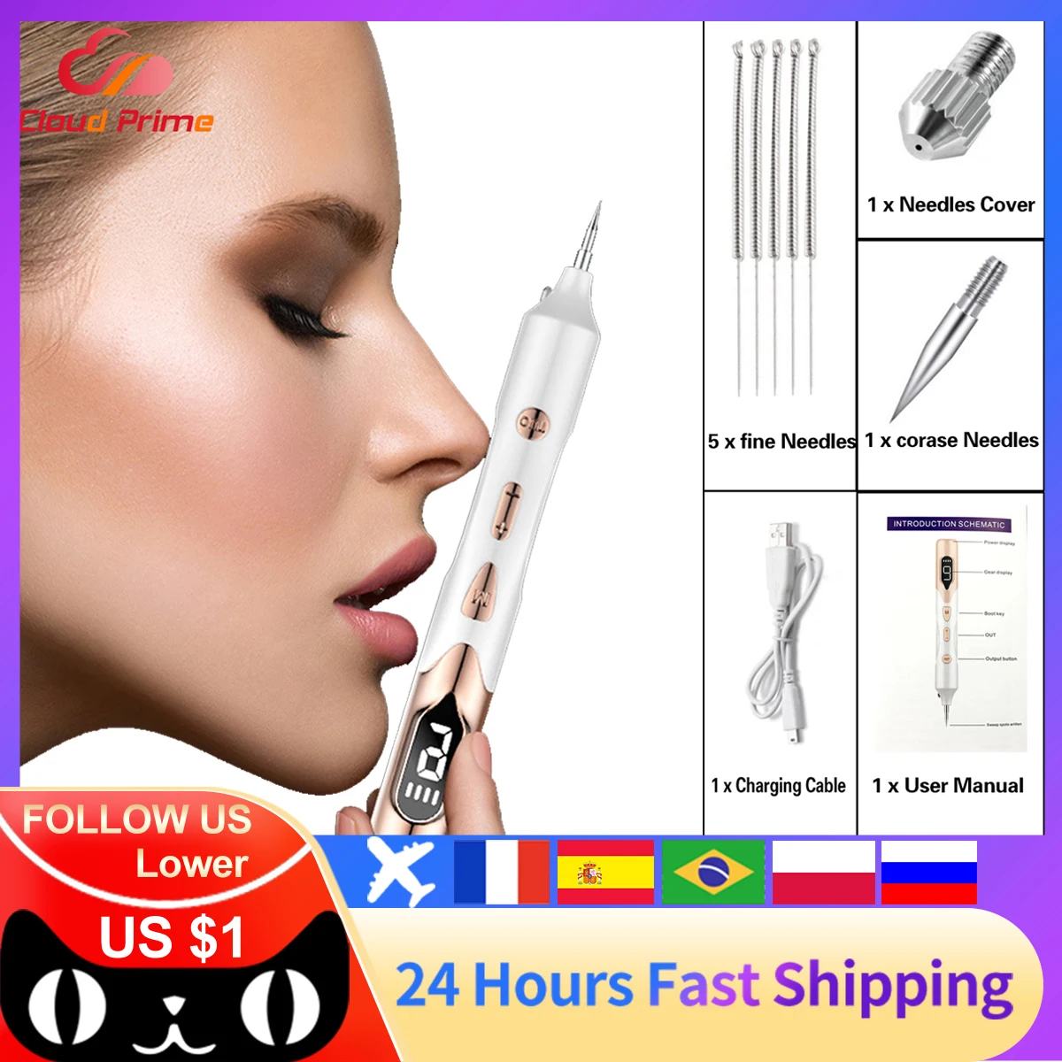 9 Level Laser Plasma Pen Mole Tattoo Freckle Wart Tag Removal Dark Spot Remover For Face LCD Skin Care Tools Beauty Machine | Красота и