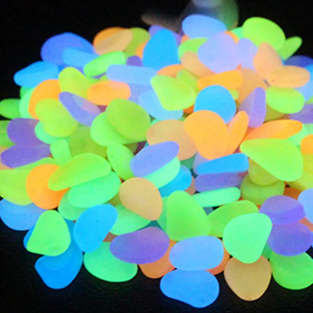 50Pcs Artificial Color Luminous Stone Fluorescent Stone Shiny Stone Full English Bag Packaging Fish Tank Landscaping
