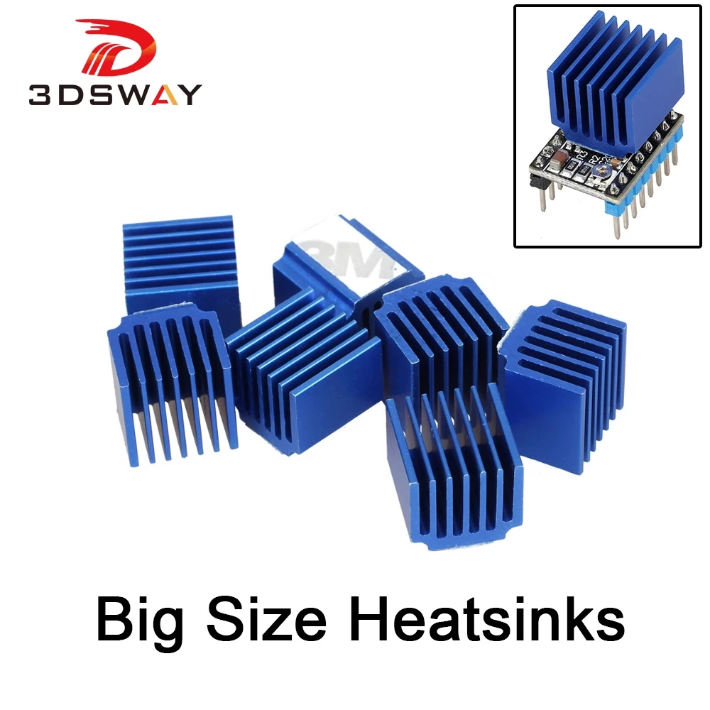 3DSWAY 3D Printer Parts 4pcs/lot Stepper Motor Driver Heat sinks Cooling Block Heatsink for TMC2100 LV8729 DRV8825 Drive Modules es 3d printer parts heatsink aluminum cooling heat sink radiator heat dissipation for nema17 42 stepper motor 40x40x11mm