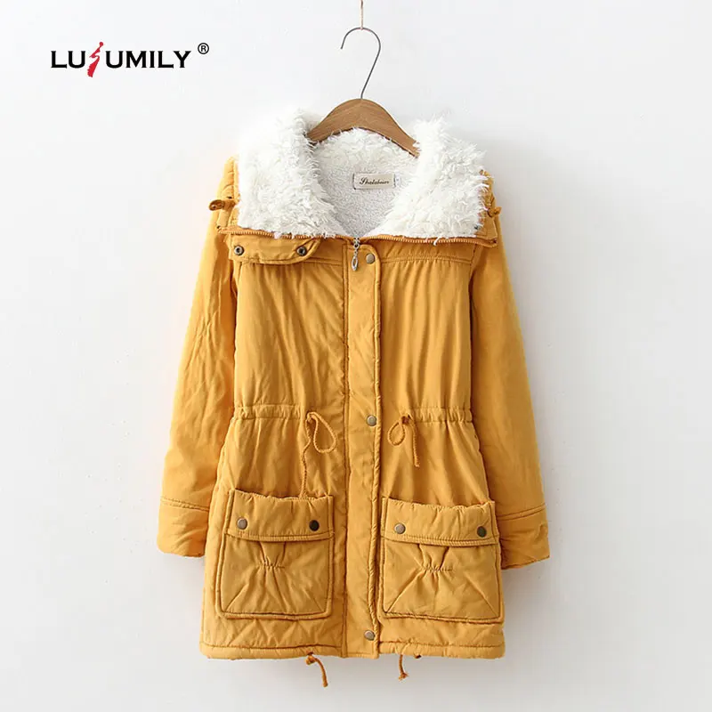 

Lusumily New Arrivals 2019 Winter Coat Women Warm Solid Plus Size 3XL Outwear Wadded Jacket Thick Hooded Cotton Parkas Snowwear