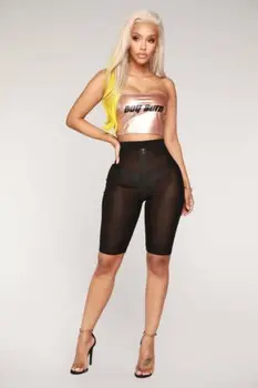 

Summer Autumn Women Sexy High Waist Sheer Shorts Clubwear Sports Skinny Hot 6-18 Perspective sexy mesh shorts