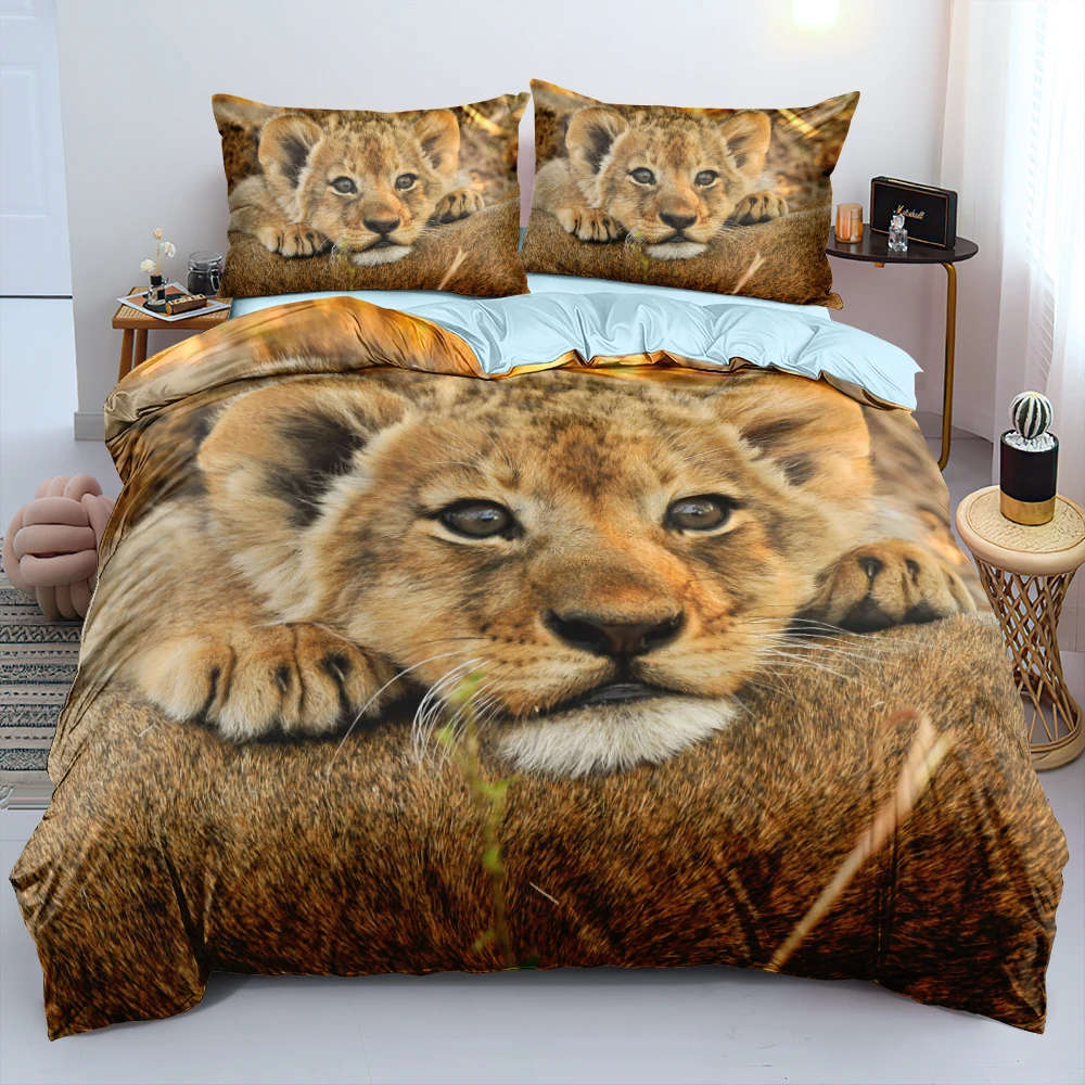 

Animal Bedding Set Lion Quilt Cover Sets 3D Custom Design Black Comforter Covers Pillow Covers King Queen Super King Twin Size