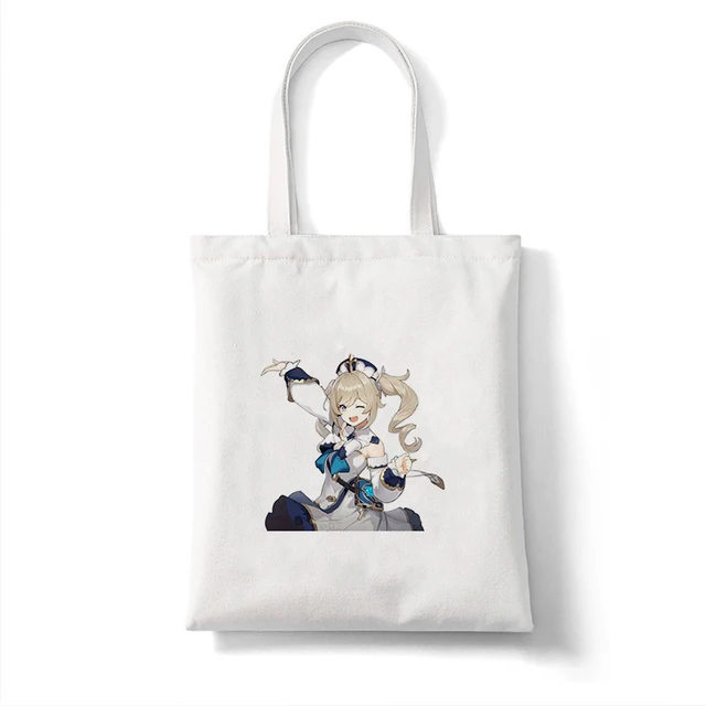 Canvas Bag Shopper Bag Genshin Game Kawaii Anime Shopping Bags Handbags Shoulder Bag Casual Handbag Women High Capacity Eco Bag B360F