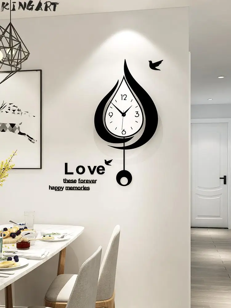 

Swingable Acrylic Quartz Silent Wall Clock Modern Design 3D Digital Watch Pendulum Clocks Living Room Home Decor Free Shining