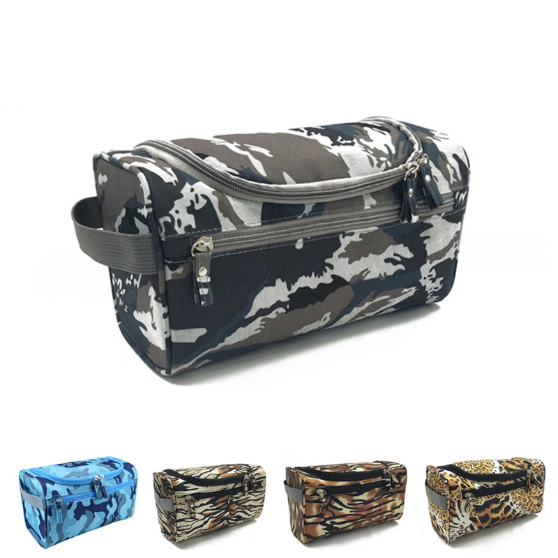 Bolsa de cosméticos de camuflaje para mujer, organizador de artículos de tocador de viaje con estampado de leopardo, bolsas de maquillaje de esteticista, bolsa de almacenamiento para inodoro