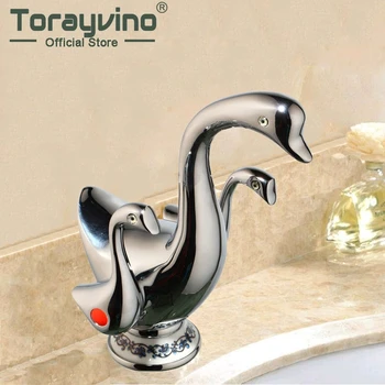 

Bathroom Basin Faucet Novel Design Brass Chrome Faucet Single Hole Deck Mount Water Column Taps Hot & Cold Mixer Faucets