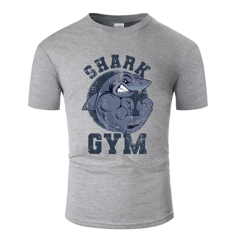 Men-Gray Модная мужская Спортивная футболка с забавной акулой, Мужская футболка, размер S-5xl, Натуральная мужская футболка, хлопок, Топ в стиле хип-хоп - Цвет: Men-Gray