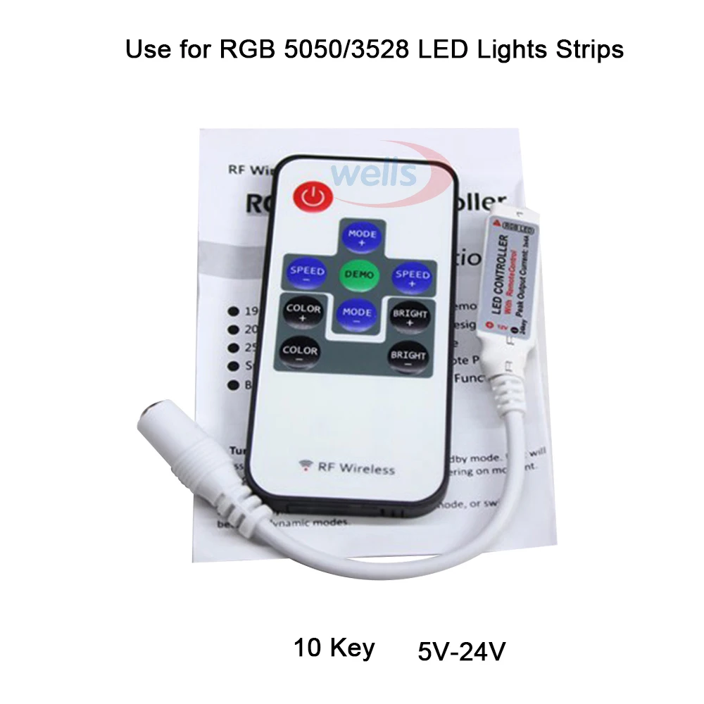 DC 12V 24V RGB controller Mini 10key 24key 44key LED Strip light switch controller 5050 3528 2835 led tape lamp dimmer