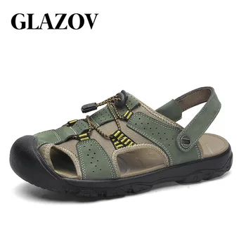 

Classic Mens Sandals Summer Genuine Leather Male Beach Sandals Soft Comfortable Male Outdoor Beach Slippers Slip-ON Man Sandals