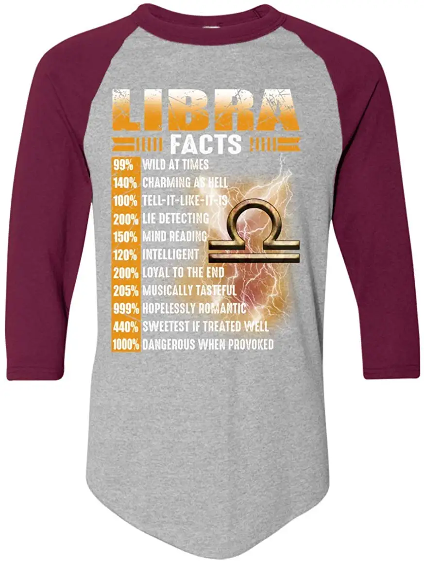 Libra Facts Wild at Time с простым знаком подарок реглан бейсбольные футболки унисекс