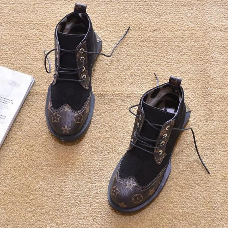 black 35-41) женские ботильоны женские леопардовые осенне-зимние винтажные панковские ботинки с перекрестными ремешками Дамская обувь женские ботинки L-830 - Цвет: black