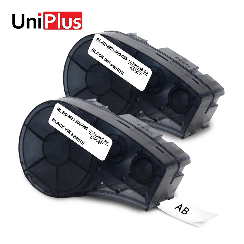 

UniPlus for Brady Label Tapes 2pcs M21-500-595-WT Vinyl 12mm Compatible BMP21 Plus Labpal Idpal Black on White Label Maker