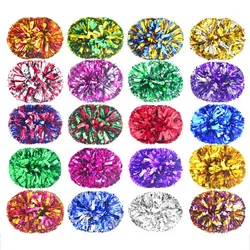 1 pair Colorfast Metallic Cheerleader Pom Poms Girl Cheer Refueling Props Cheerleading Pompon Pompoms Baton Hhandle Sport Supply