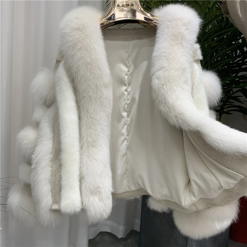 MAOMAOFUR шуба из натурального меха лисы и норки, женская зимняя куртка из натурального меха, женская теплая Роскошная верхняя одежда из натурального меха лисы и норки, шуба из натурального меха