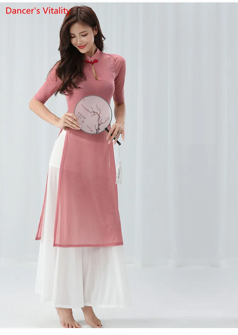 Живота Ципао для танцев тренировочной одежды Cheongsam костюмы современная танцевальная одежда
