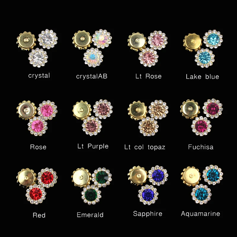 

Best selling 50/100pcs12mm sew on rhinestone metal lace crystal inlaid rhinestones for DIY clothing shoes and hats decorations