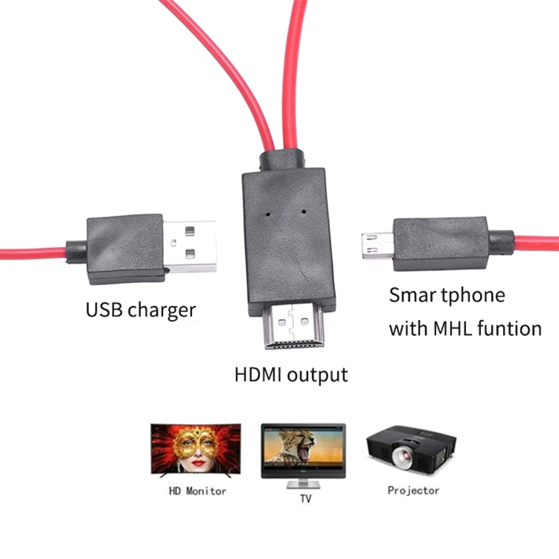 6,5 футов MHL Micro-USB к HDMI адаптер конвертер кабель 1080P HDTV для Android устройств samsung Galaxy S3 S4 S5 Note 3 Note 2 Note