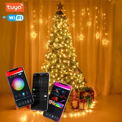 Guirlande lumineuse Tuya Smart Star RGB LED, rideau lumineux féerique, pour l'intérieur et l'extérieur, pour la maison, fête, mariage, décor du Ramadan 