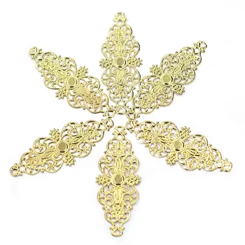 

50Pcs Gold Plated Hollow Rhombus Flower Pattern Alloy Wraps Connectors DIY Embellishment Crafts Jewelry Making 61x24mm