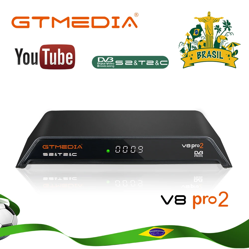 GTmedia V8 Pro 2 приемное устройство DVB-T2/S2/кабель J83.B Встроенный Wi-Fi, H.265 ACM Поддержка IPTV CCCAM NEWCAM CS приемник из Бразилии