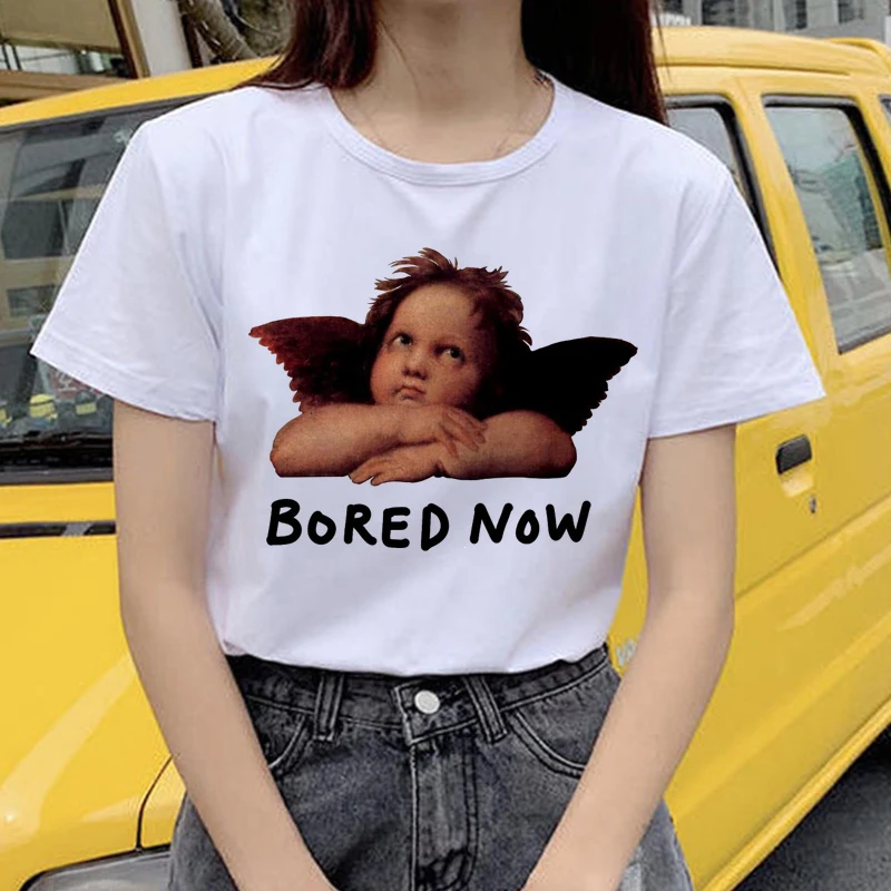 Angel Harajuku Ullzang, женские футболки, Kawaii, забавная мультяшная футболка, 90 s, графический гранж, Милая футболка, корейский стиль, женские футболки