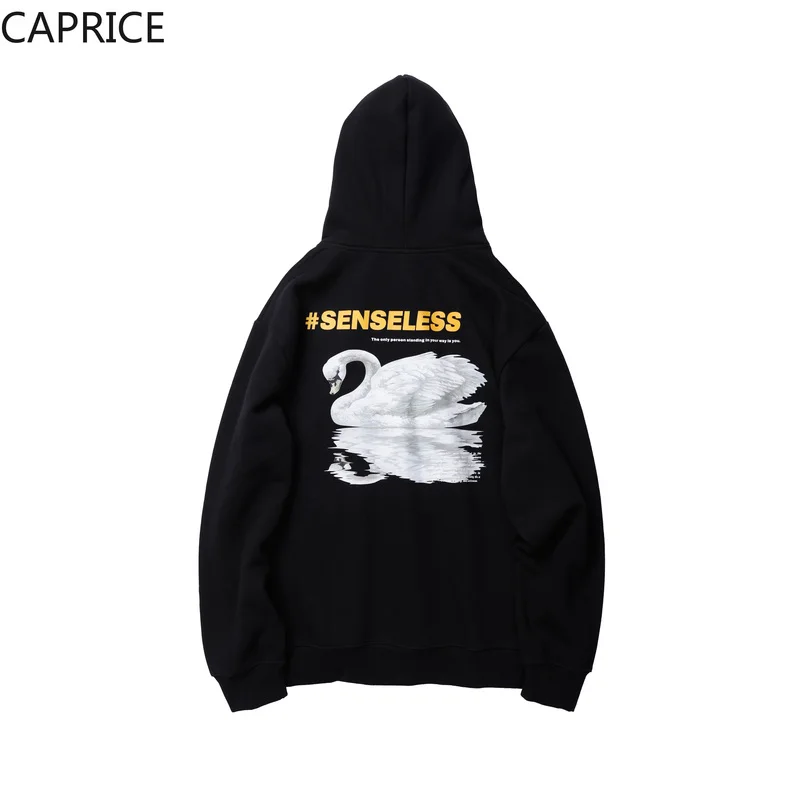 

2019 Hip Hop Hoodie Sweatshirt Swan Reflection Men Streetwear Pullover Hoodie Harajuku Autumn Green Hooded Sweatshirt Cotton New