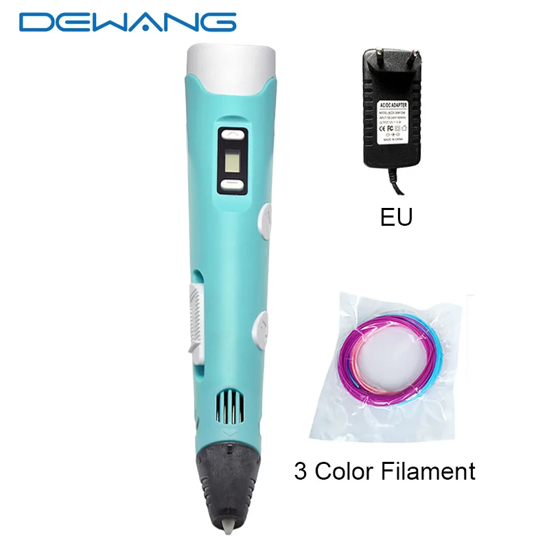 DEWANG, 3d волшебная ручка с ЖК-экраном, для детей, сделай сам, для создания, умная ручка для подарков на день рождения, Lapiz, 3d Ручка для печати, Stylo - Цвет: 3d Pen EU