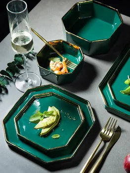 

Porcelain Color Beautiful Green Jade Northern Europe Phnom Penh Ceramics Tableware Household Rice Bowl Noodles Bowl Originality