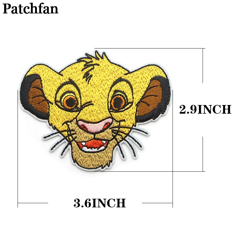 Patchfan лев Король мультфильм железа на заплатках одежда вышивка аксессуары для лоскутного шитья индивидуальные нашивки A2312