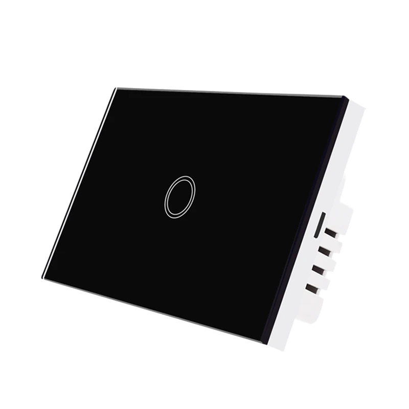 wifi 1 gang black Настенный светильник Wi-Fi 120 тип сенсорный экран переключатель стандарт США Белое стекло умный переключатель 110-240 в светильник датчик водонепроницаемый переключатель - Цвет: wifi 1 gang black