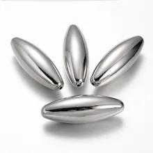 

10PCS BBC Plastic Rice Beads Elongated Oval Beads Platinum 64x22mm Hole: 2mm