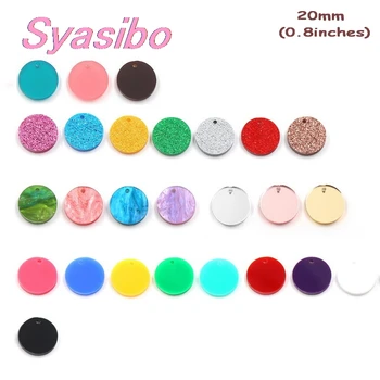 

(20pcs/lot) AC1028-20mm Assorted Discs With hole Acrylic Glitter Round Jewelry Accessories Laser Cut Acrylic Circle For Earring