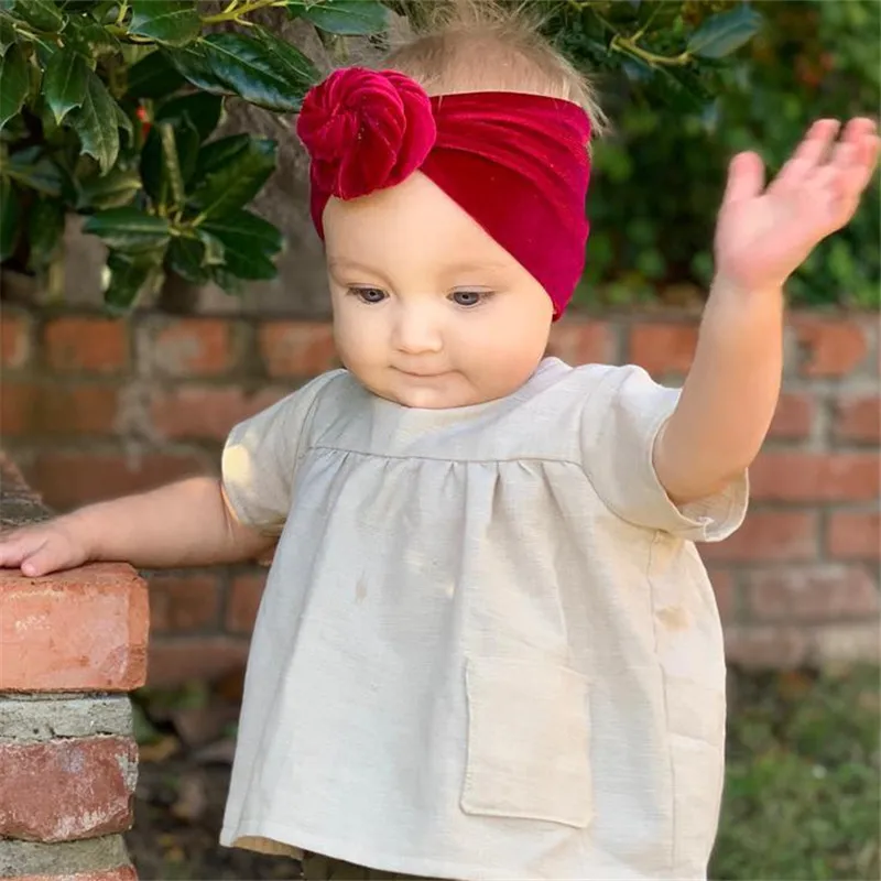 Бархатная повязка на голову с узлом пончик широкие однотонные мягкие резинки для