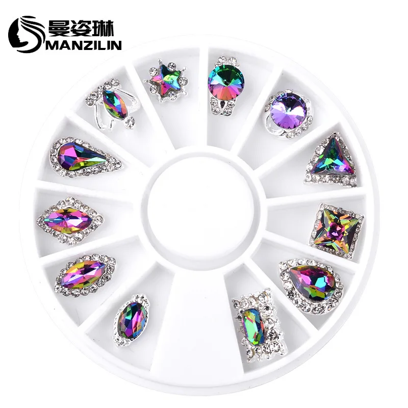 Manicure table accessories fire drill multicolored abnormity AB bottom out colorful glass nail | Красота и здоровье