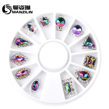 

Manicure table accessories fire drill multicolored abnormity AB bottom drill out colorful glass drill nail accessories