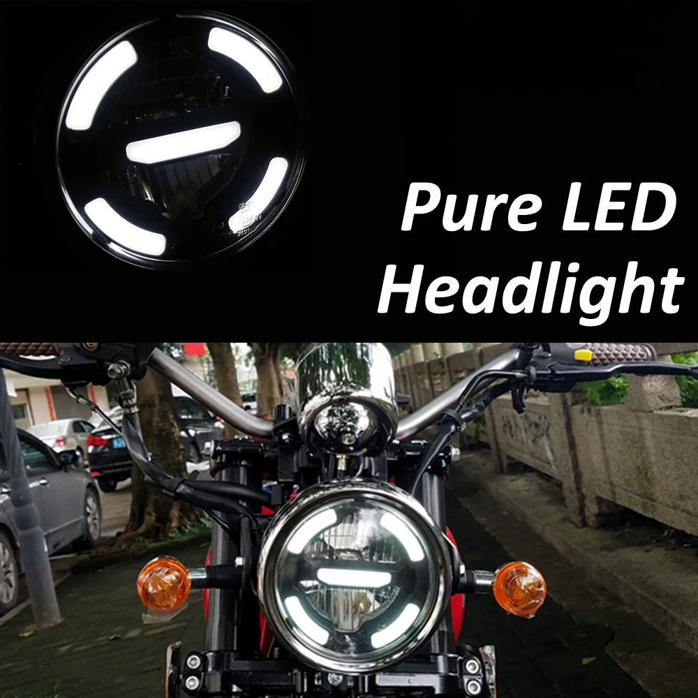 

Vintage Motorcycle LED Headlights Custom Motorbike Front Headlamp for Cafe Racer Chopper Cruisers Royal Enfield E24 Approval