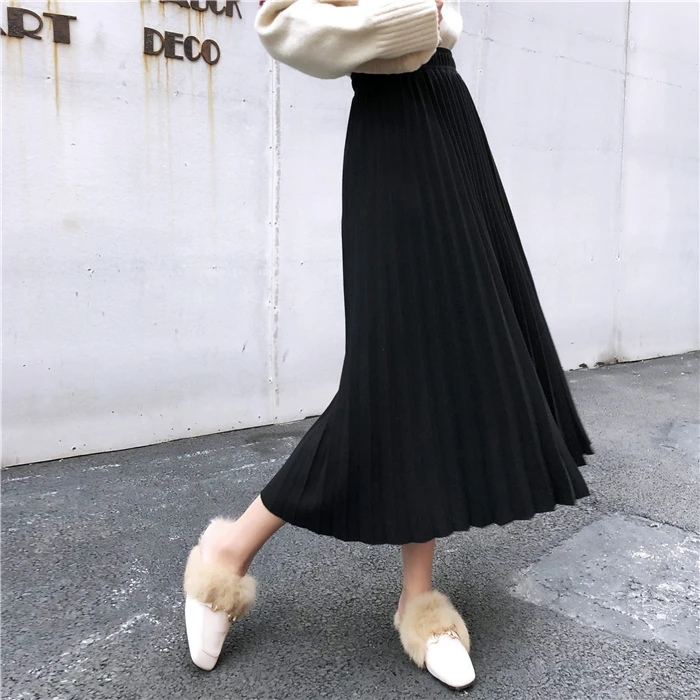 Новинка; женская одежда; однотонная плиссированная юбка до середины икры в стиле ампир; сезон весна-осень; faldas mujer moda; модные брендовые юбки; saias femininas