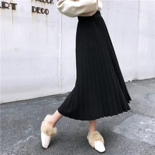 Новинка; женская одежда; однотонная плиссированная юбка до середины икры в стиле ампир; сезон весна-осень; faldas mujer moda; модные брендовые юбки; saias femininas