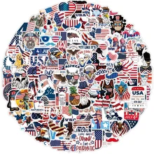 

50/100PCS Sticker Independence Day American Flag Stickers Luggage Guitar Skateboard Laptop Waterproof Graffiti Kids Classic Toys