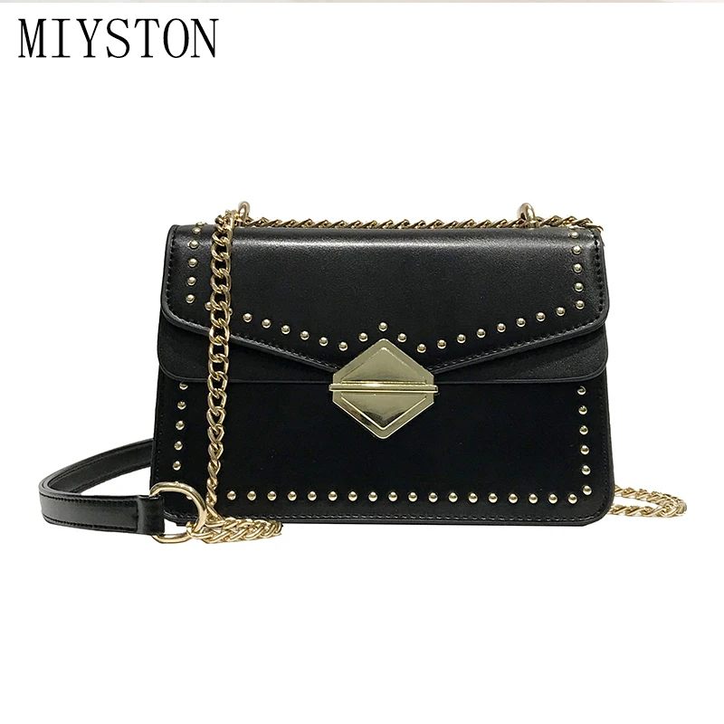 

Women Chains Messenger Bags 2019 New Bag Ladies Famous Brand Crossbody Bag For Women Rivet Small Handbags Shoulder Bags