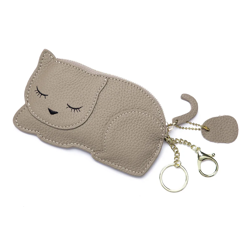 1pc Cute Plush Kitten & Pom Pom Keychain, Leather Fortune Cat Car/bag  Pendant | SHEIN USA