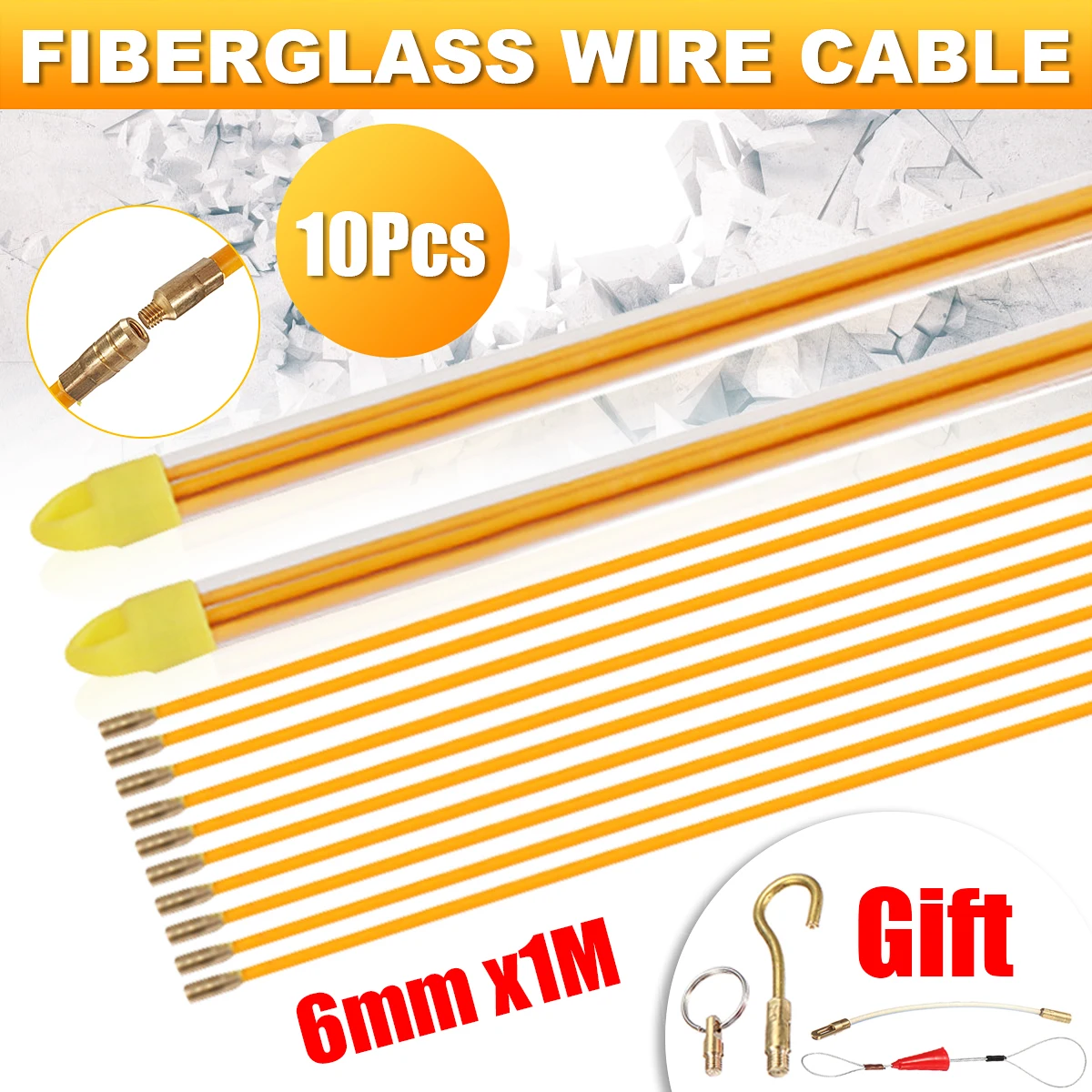 10Pcs/set 100cm Diameter 6mm Fiberglass Wire Cable Running Rods Fish